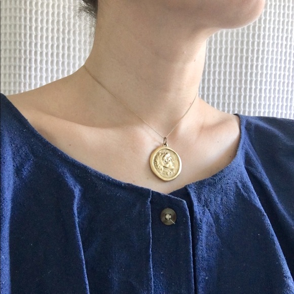 Jewelry - Vintage Roman Coin Matte Gold Charm Pendant